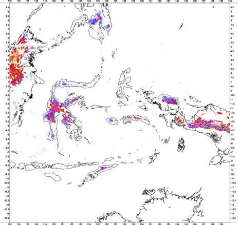 Bouguer gravity anomaly classification of continental collision areas
