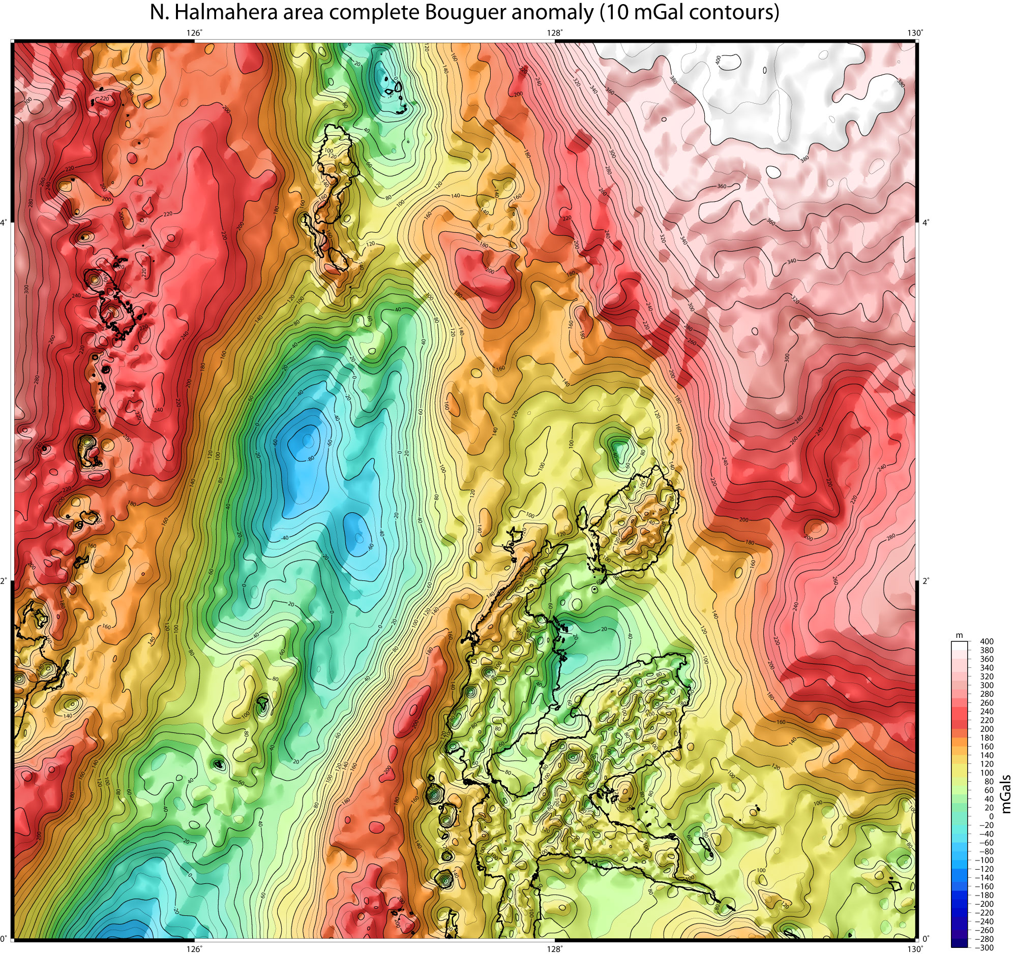 Eastern Indonesia complete Bouguer anomaly maps